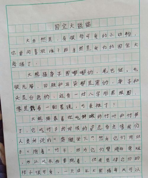可爱的大熊猫作文300字