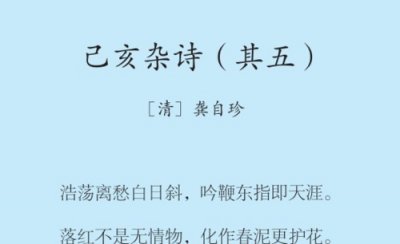 ​己亥杂诗的诗意是什么，己亥杂诗的诗意20字？