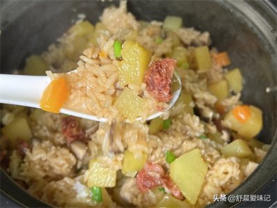 ​简单美味的香肠焖饭，不用炒直接用电饭煲就行，饭菜一锅出，真香